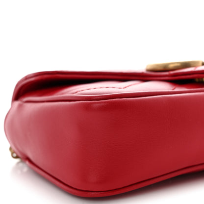 Gucci Calfskin Matelasse Super Mini GG Marmont Shoulder Bag Hibiscus Red 9 of 11
