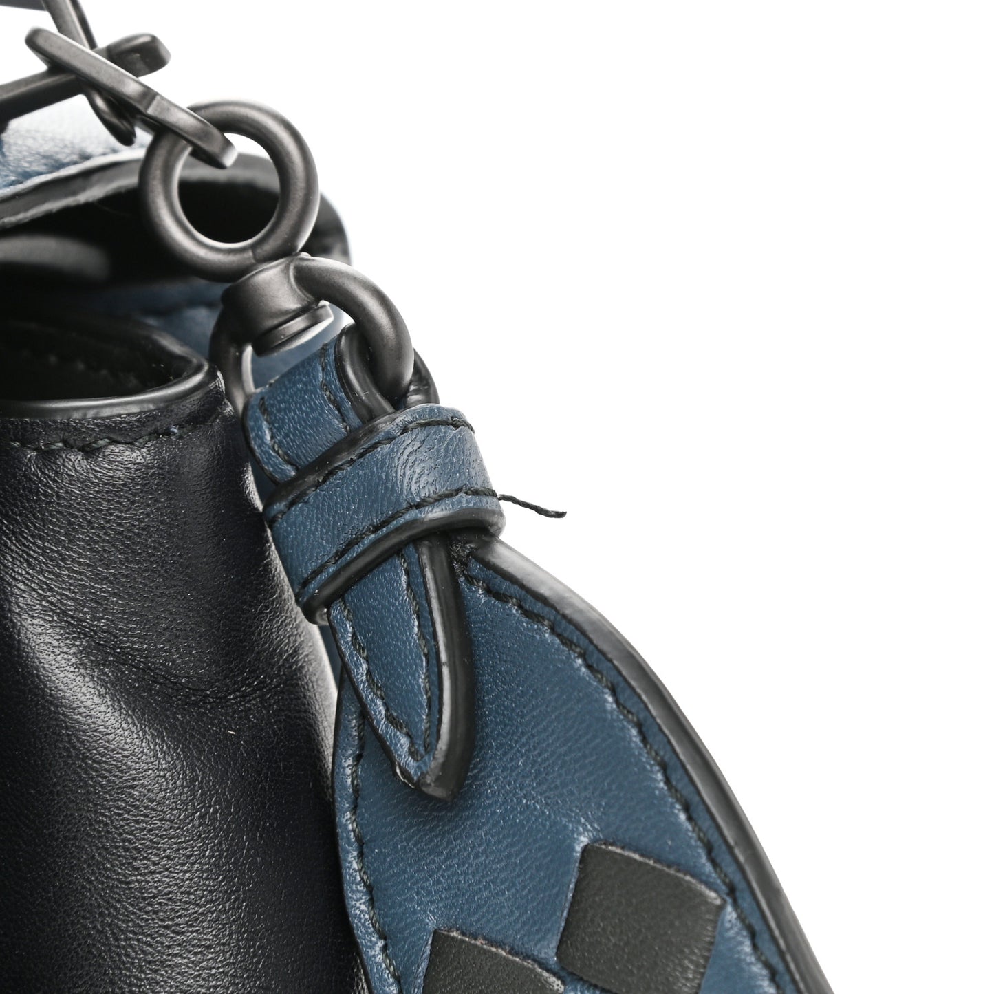 Nappa Small Bicolor Piazza Bag Ferro Gray Denim