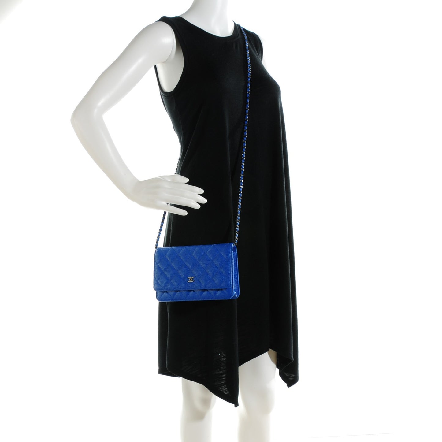 Caviar Quilted Wallet On Chain WOC Blue