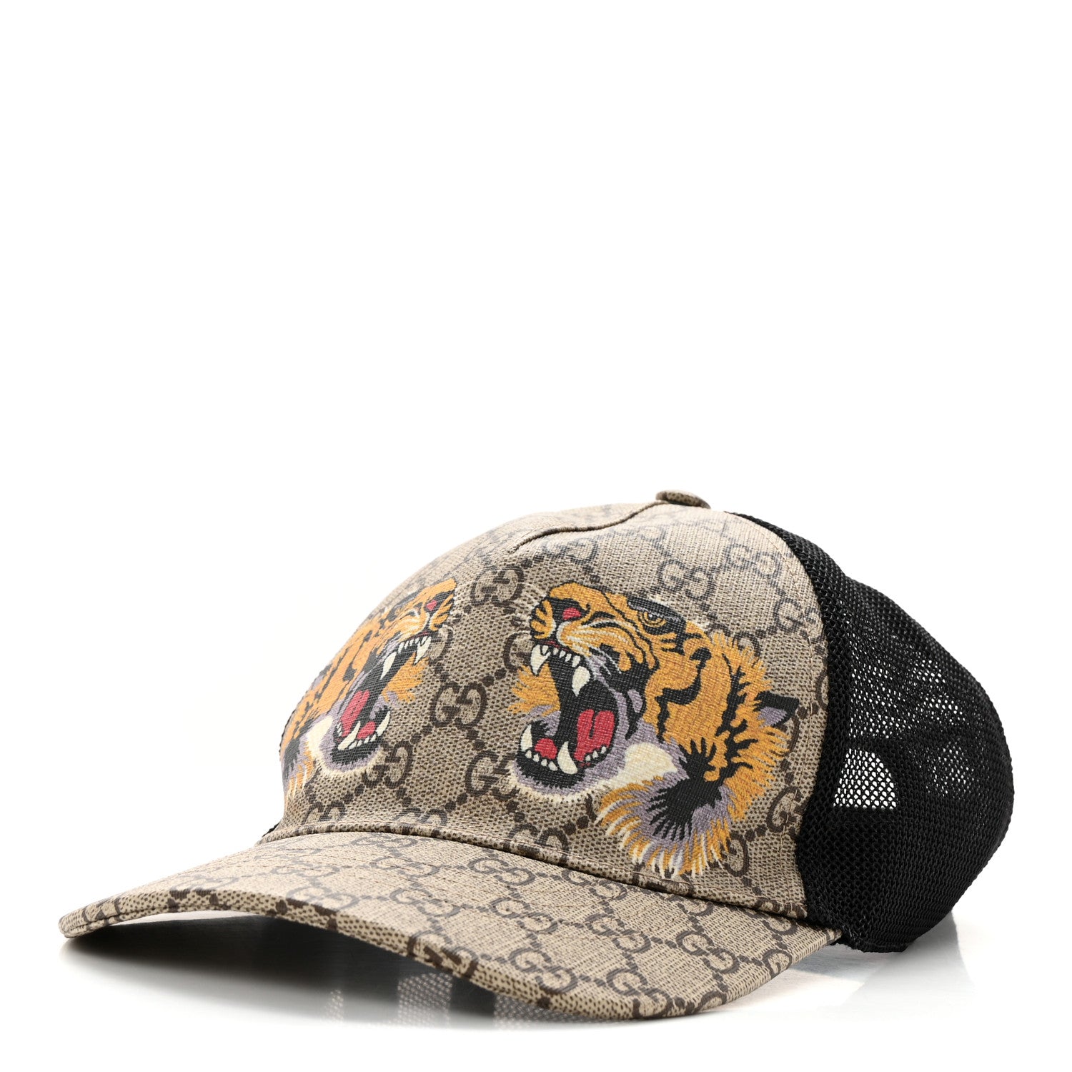 Gucci GG Supreme Monogram Tiger Print Baseball Hat M 58 Beige 1 of 10