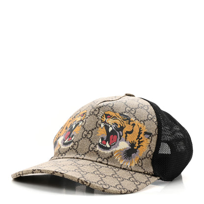 Gucci GG Supreme Monogram Tiger Print Baseball Hat M 58 Beige 1 of 10