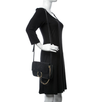 Chloe Suede Calfskin Small Faye Shoulder Bag Black 2 of 11