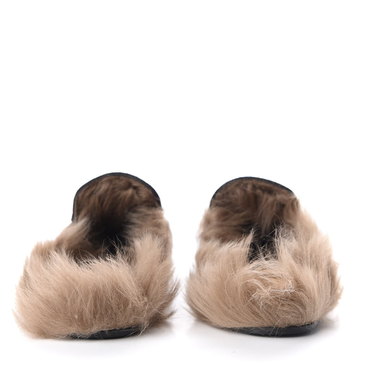Brocade Fur Floral Womens Princetown Slippers 39.5 Black Anthracite