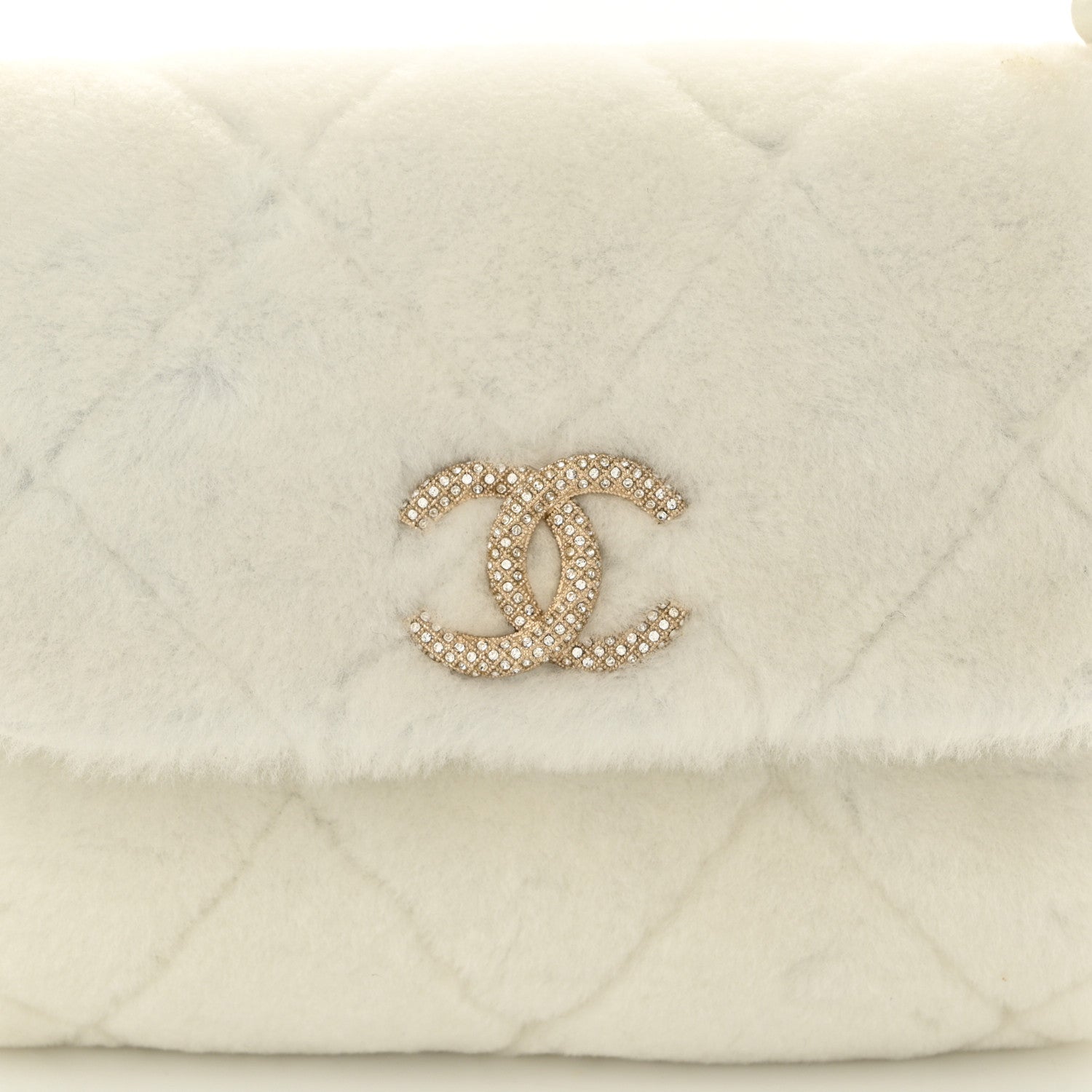 Chanel Shearling Lambskin Crystal Strass Flap White 8 of 10