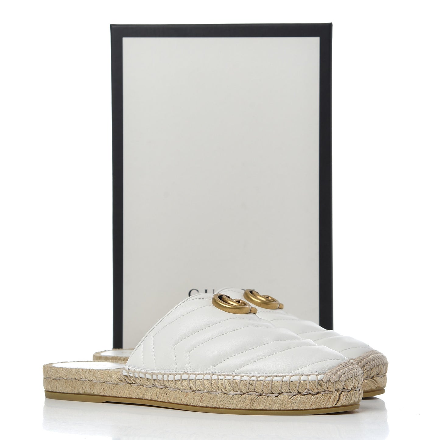 Nappa Matelasse GG Marmont Espadrille Slippers 39 Great White