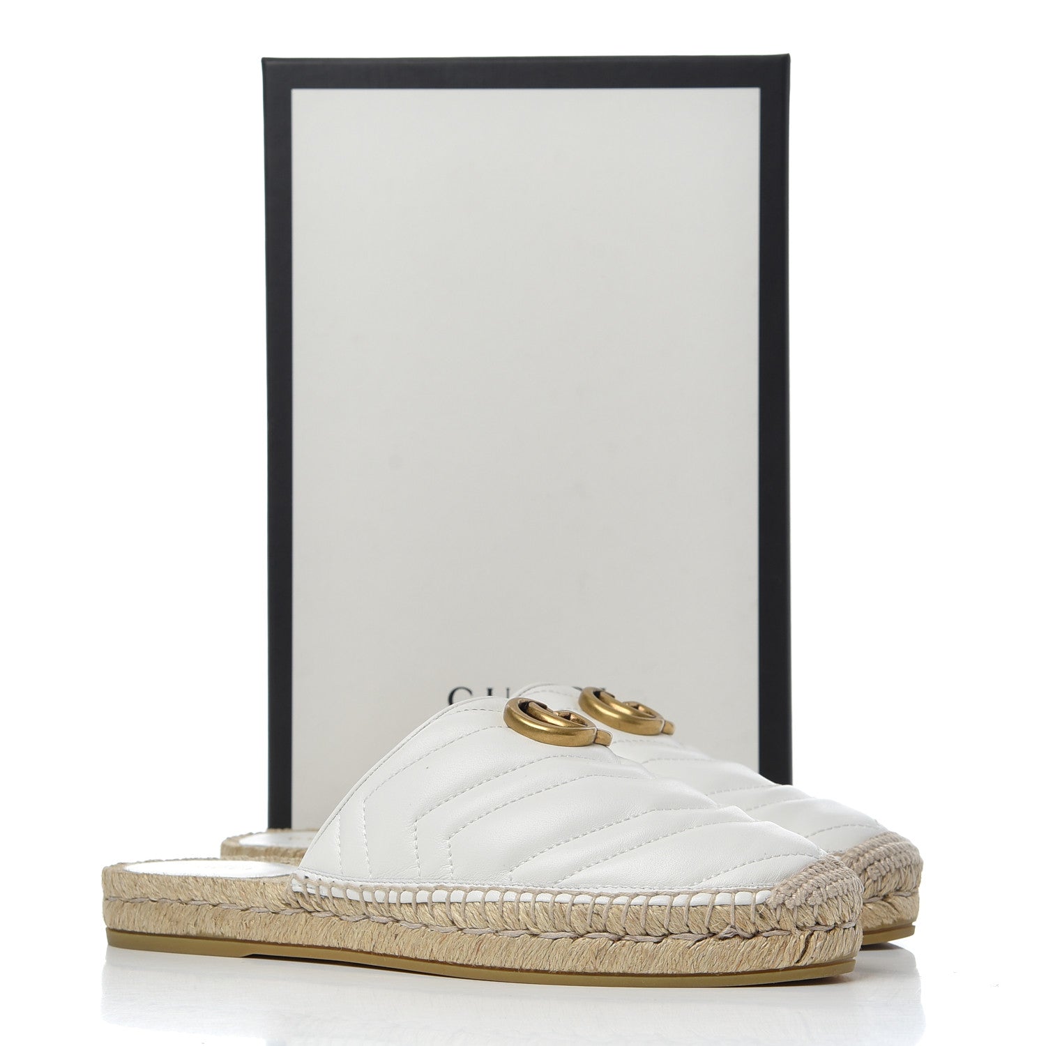 Gucci Nappa Matelasse GG Marmont Espadrille Slippers 39 Great White 14 of 14