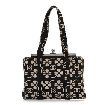 Chanel Canvas CC Clover Clutch Black 1 of 15