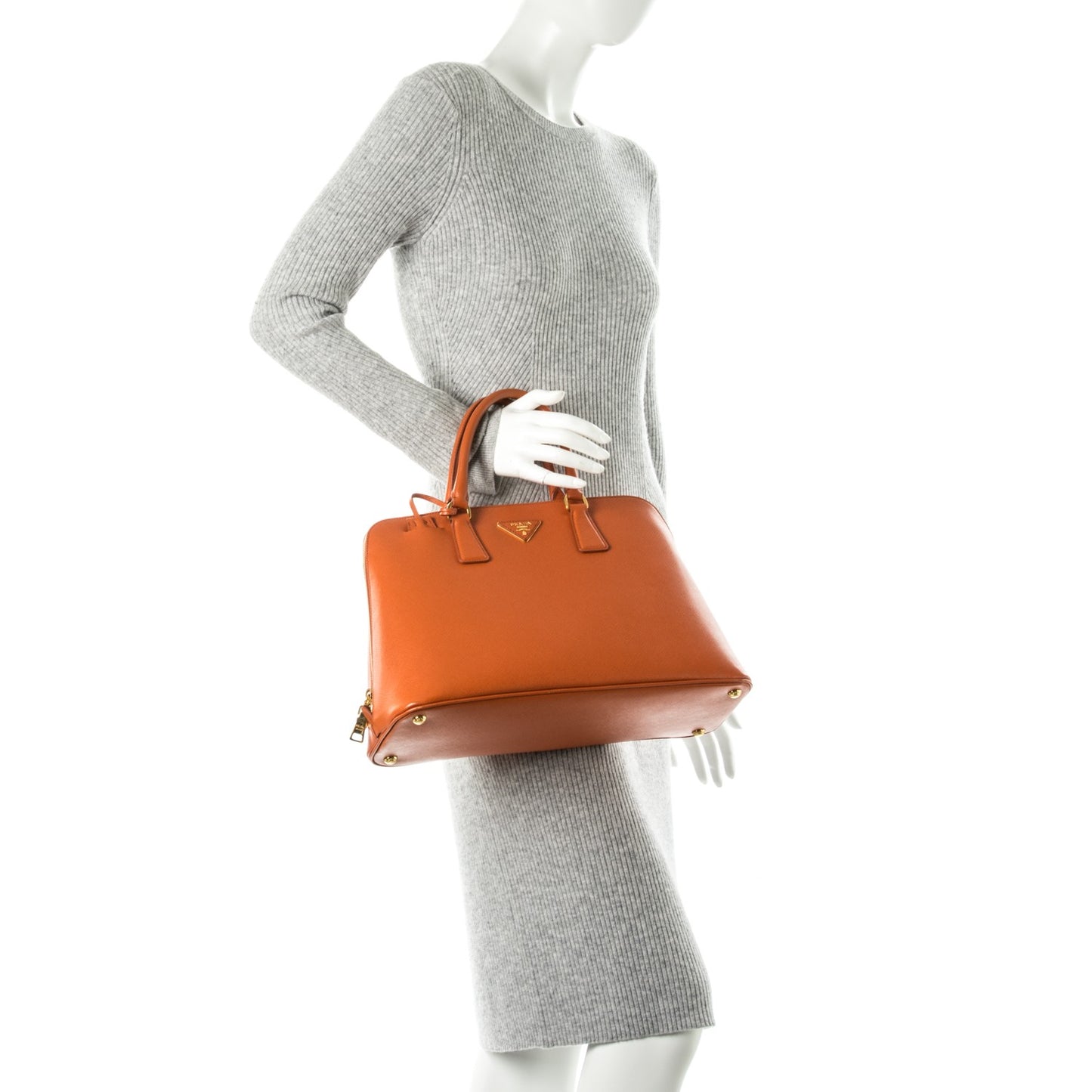 Saffiano Lux Large Promenade Tote Papaya