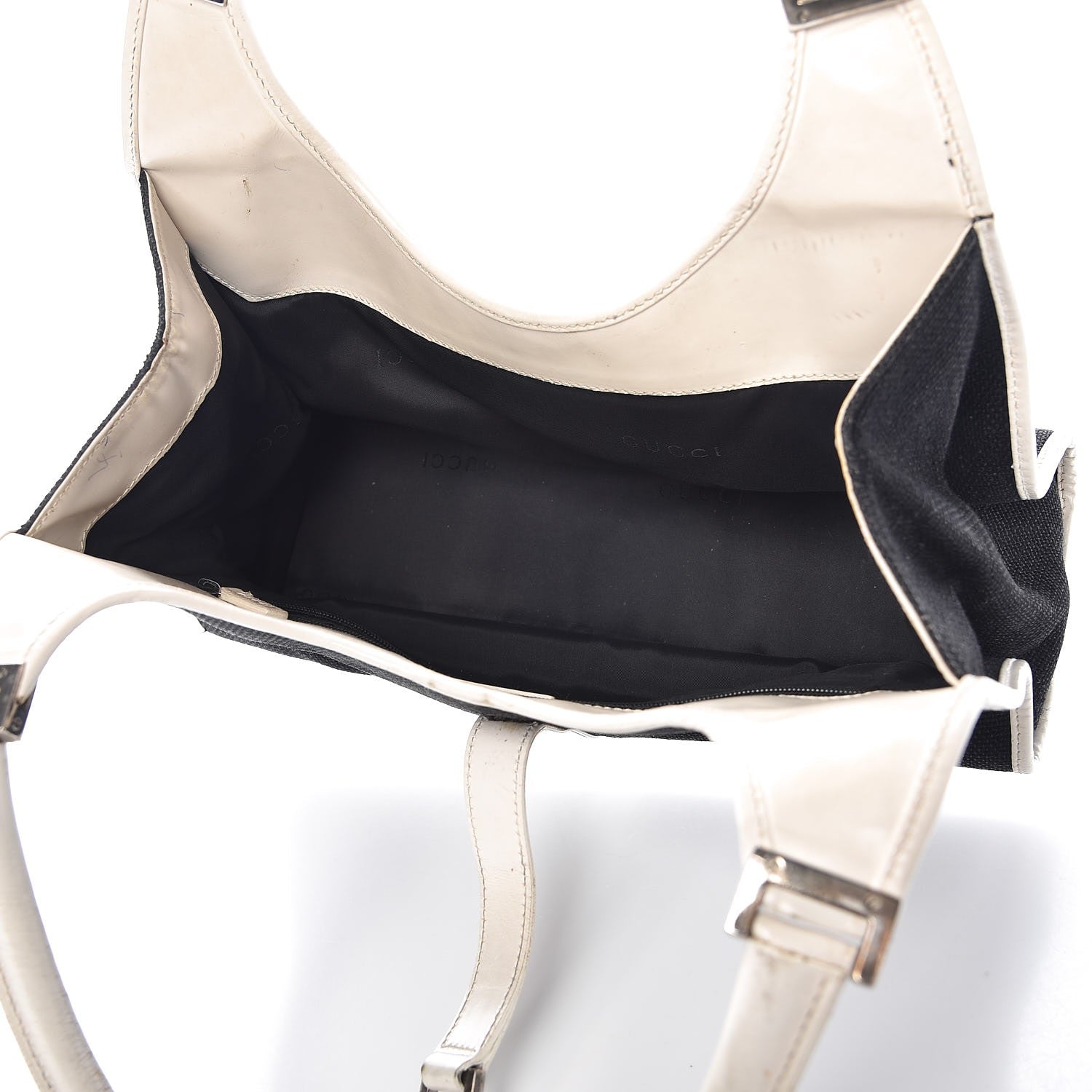 Gucci Canvas Bardot Shoulder Bag White Black 5 of 26