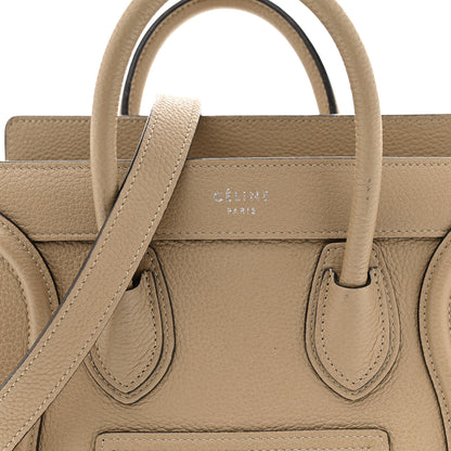 Celine Drummed Calfskin Nano Luggage Dune 8 of 11