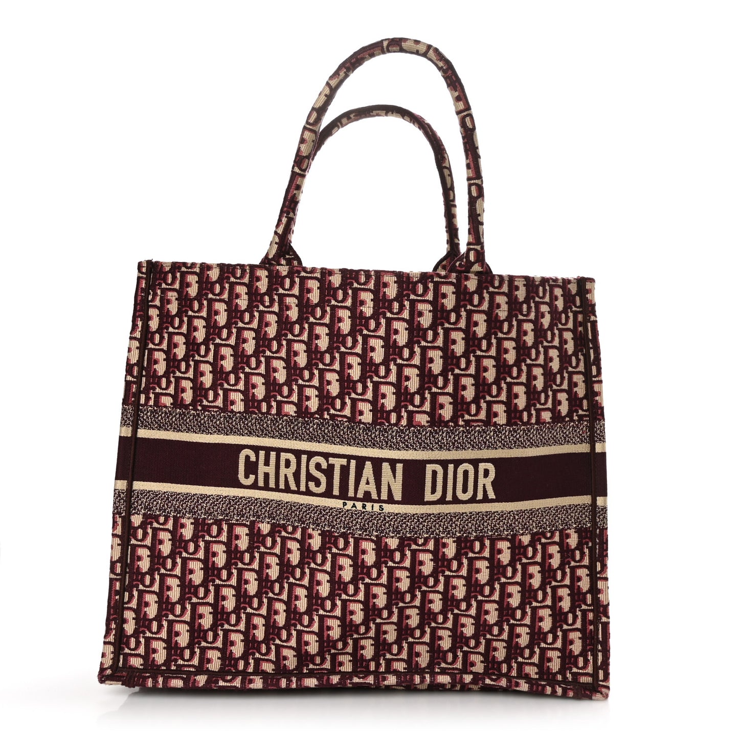 Oblique Large Book Tote Burgundy Multicolor