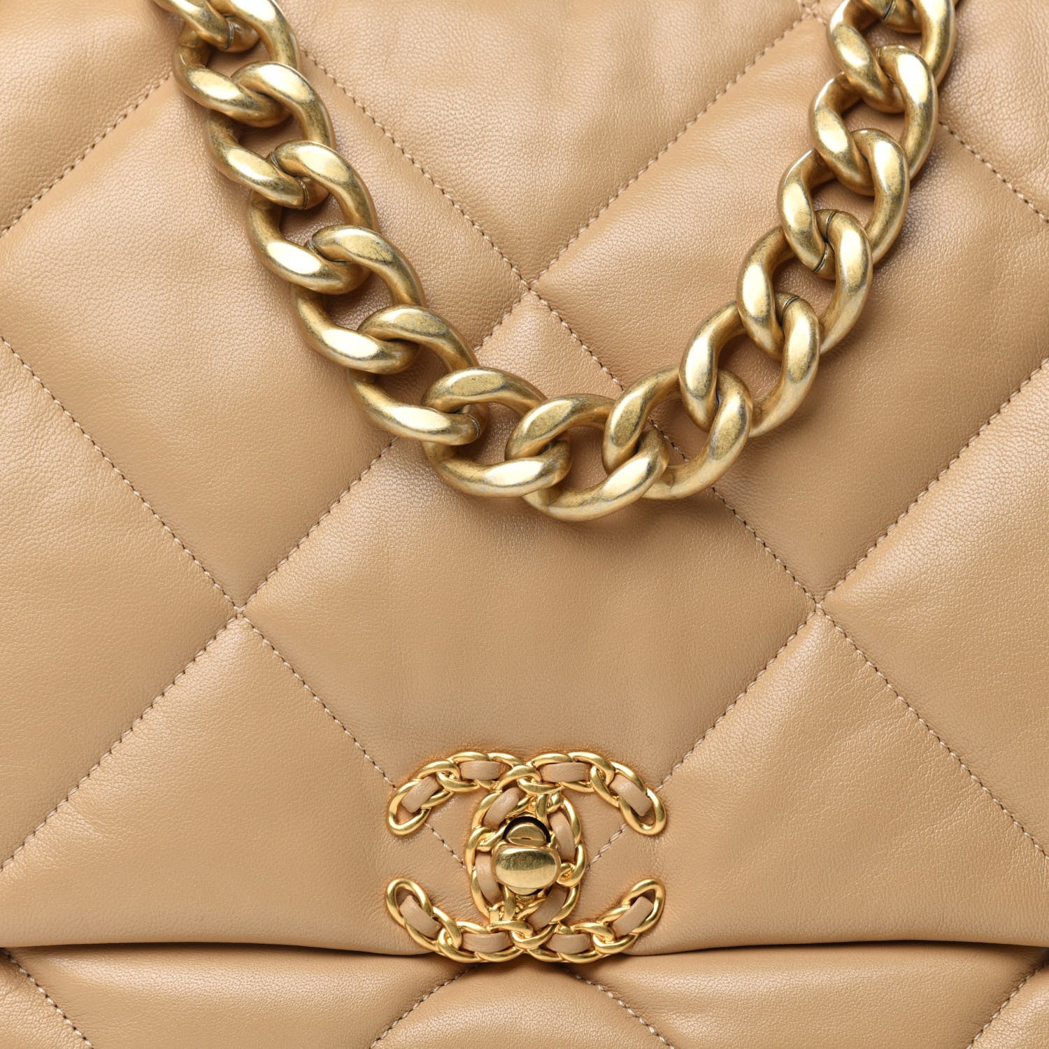 Chanel Lambskin Quilted Maxi Chanel 19 Flap Beige 8 of 10