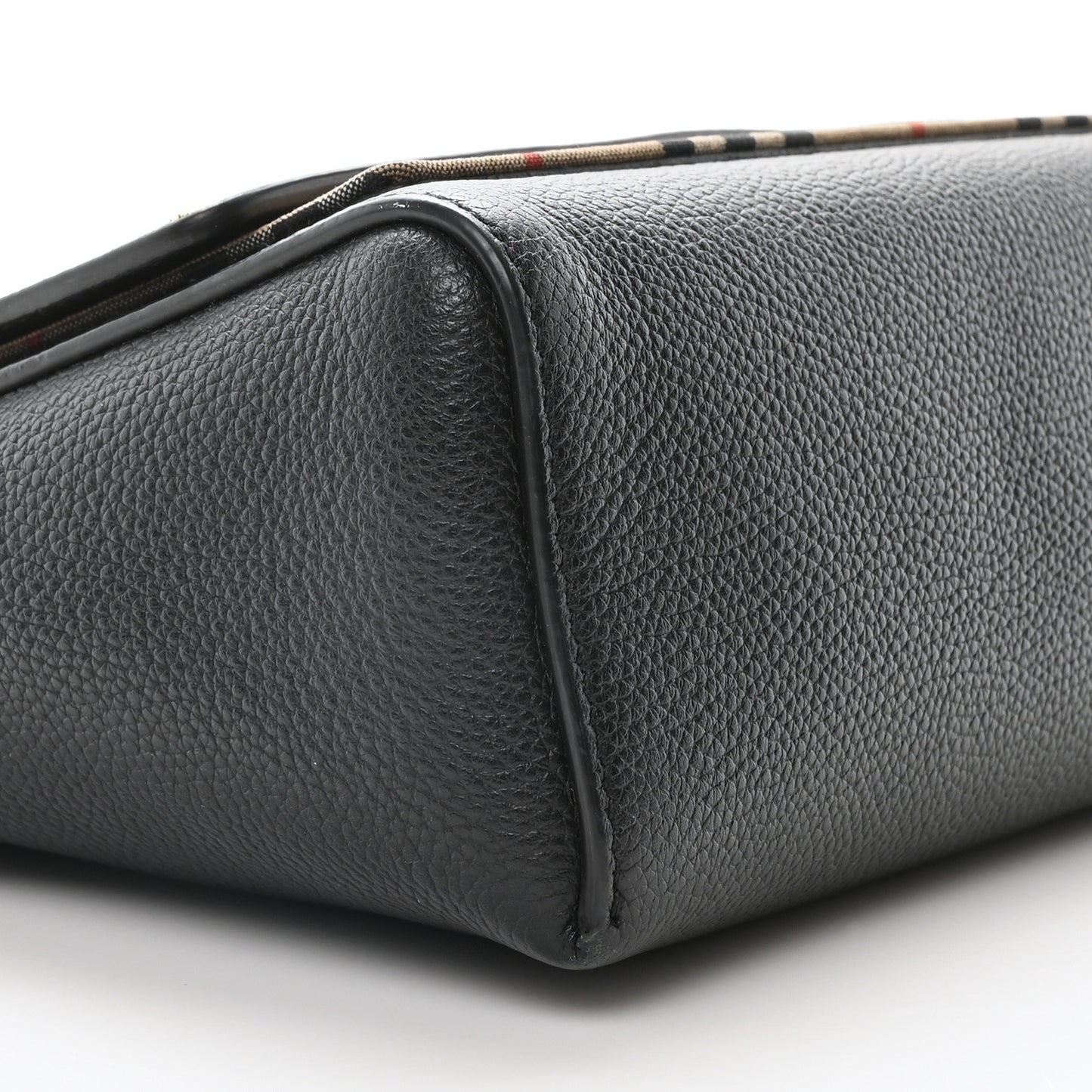 Coated Canvas Calfskin Vintage Check Medium Note Crossbody Bag Black