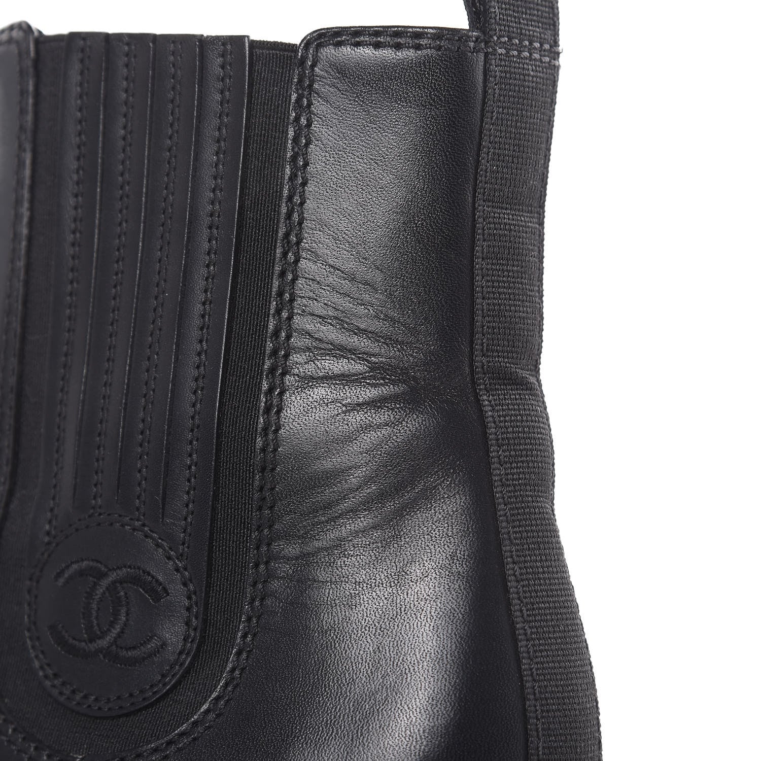 Chanel Calfskin Elastic Ankle Boots 38.5 Black 9 of 14