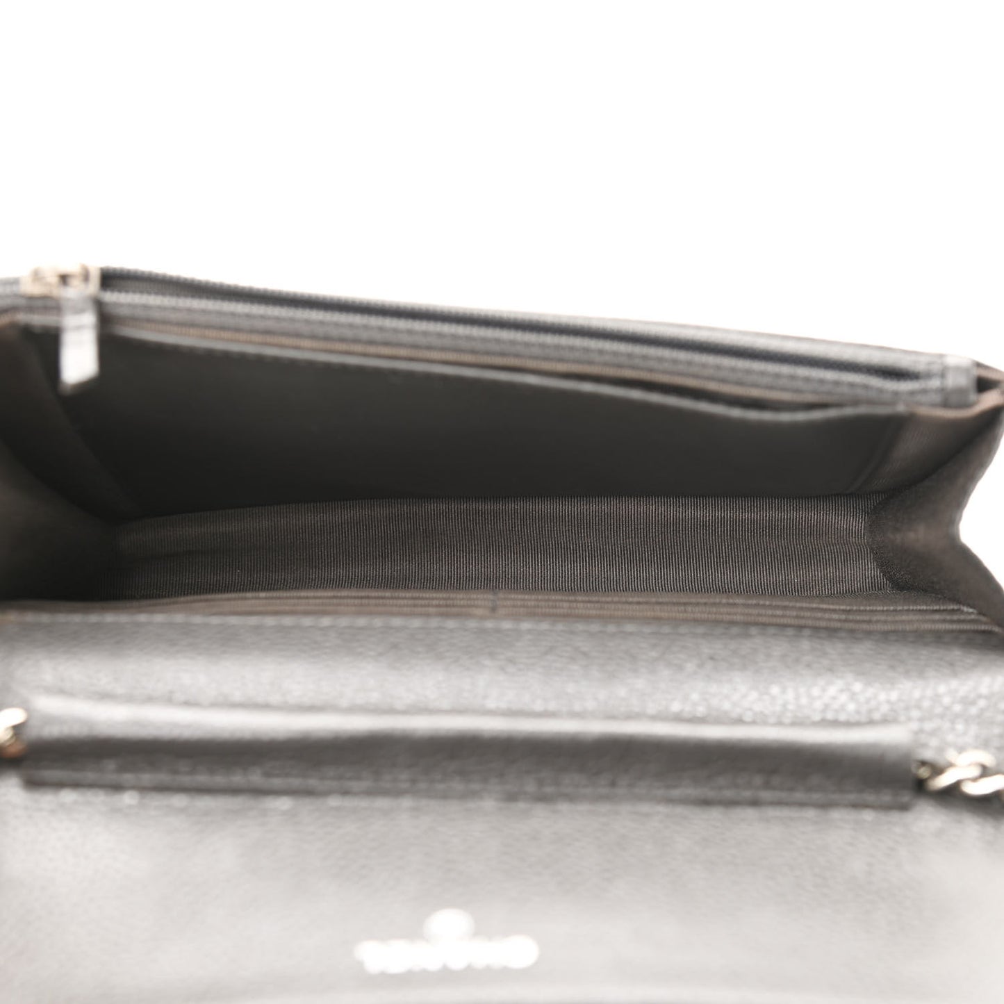 Caviar Quilted Wallet On Chain WOC Dark Grey