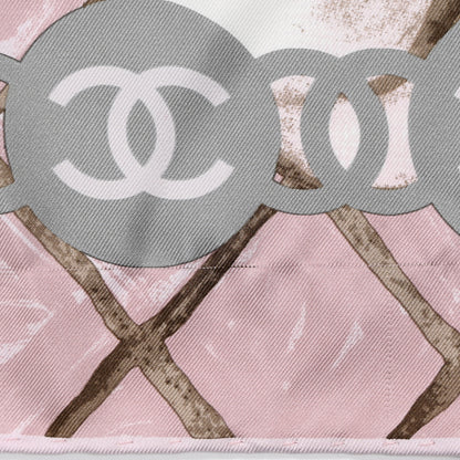 Chanel Silk CC Logo Camellia Scarf White Pink 6 of 7