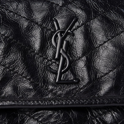 Saint Laurent Crinkled Calfskin Matelasse Monogram Baby Niki Chain Satchel Black 7 of 14