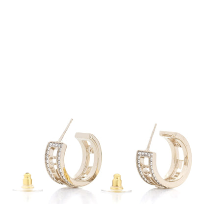 Chanel Metal Crystal Bow-tiful CC Hoop Earrings Gold 3 of 5