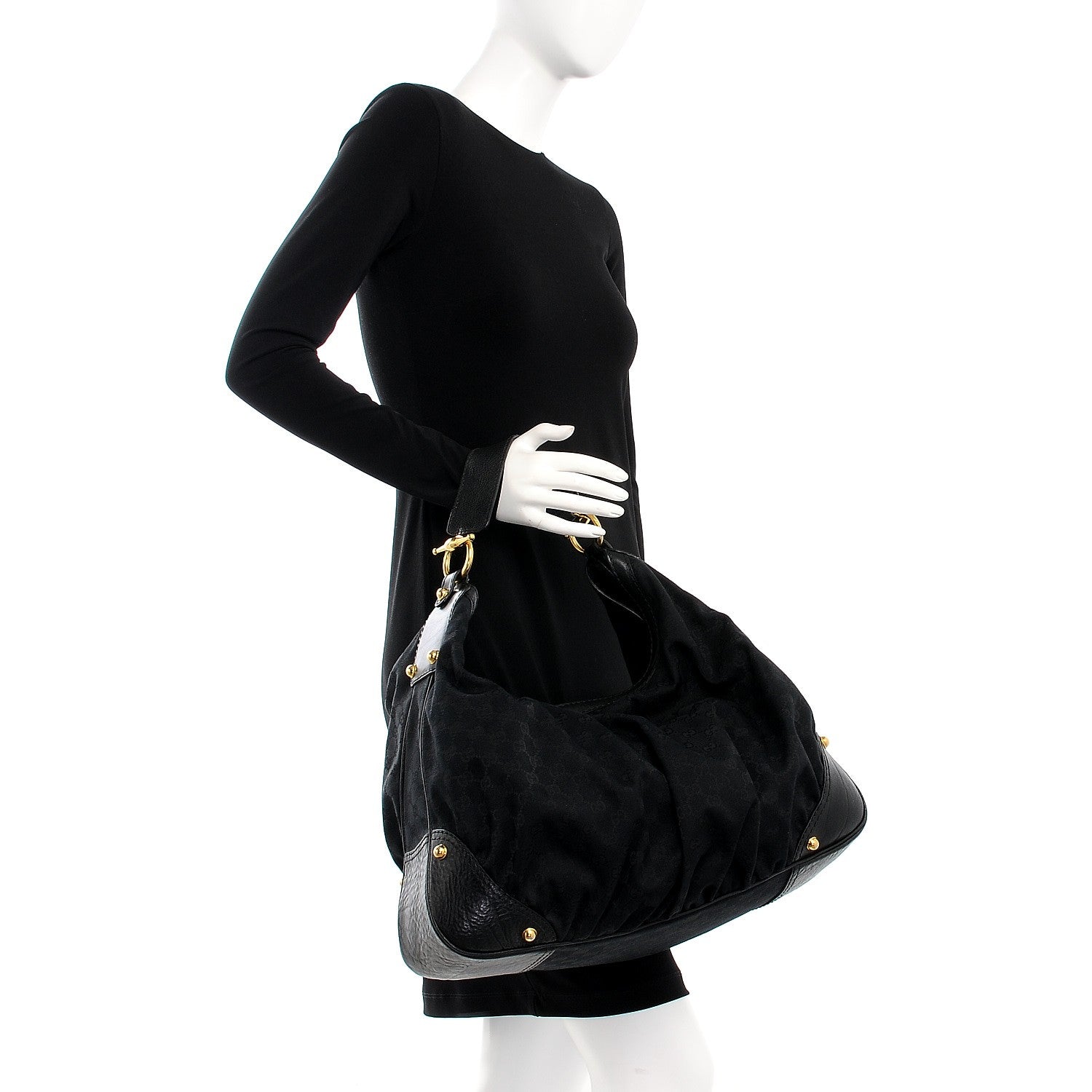 Gucci Monogram Large Jockey Hobo Black 2 of 13