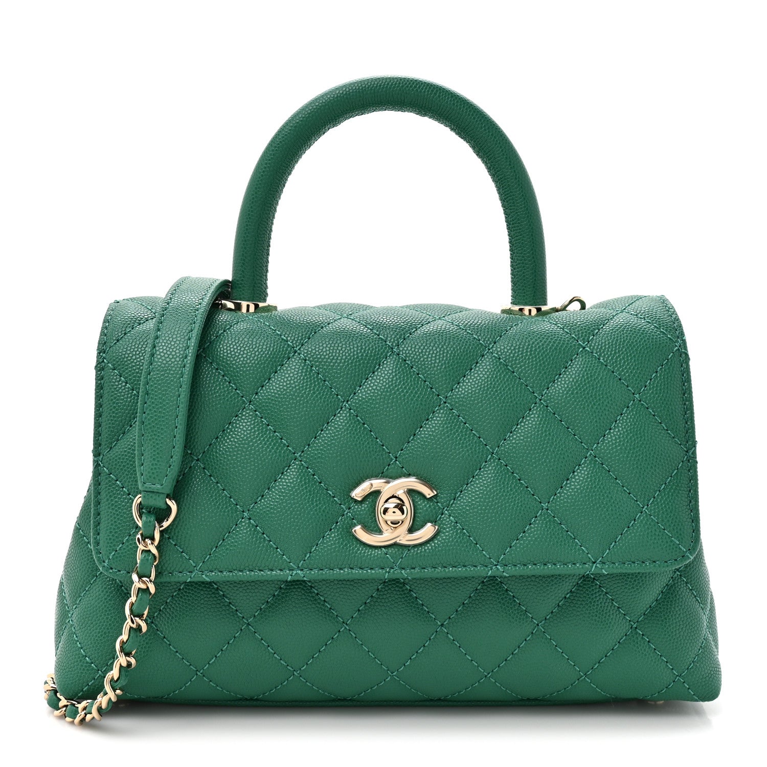 Chanel Caviar Quilted Mini Coco Handle Flap Green 1 of 10