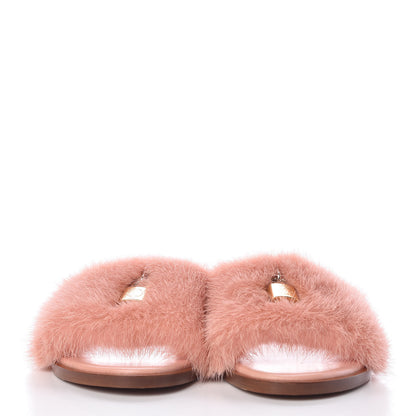 Louis Vuitton Mink Fur Lock It Flat Mule 37 Rose 2 of 8