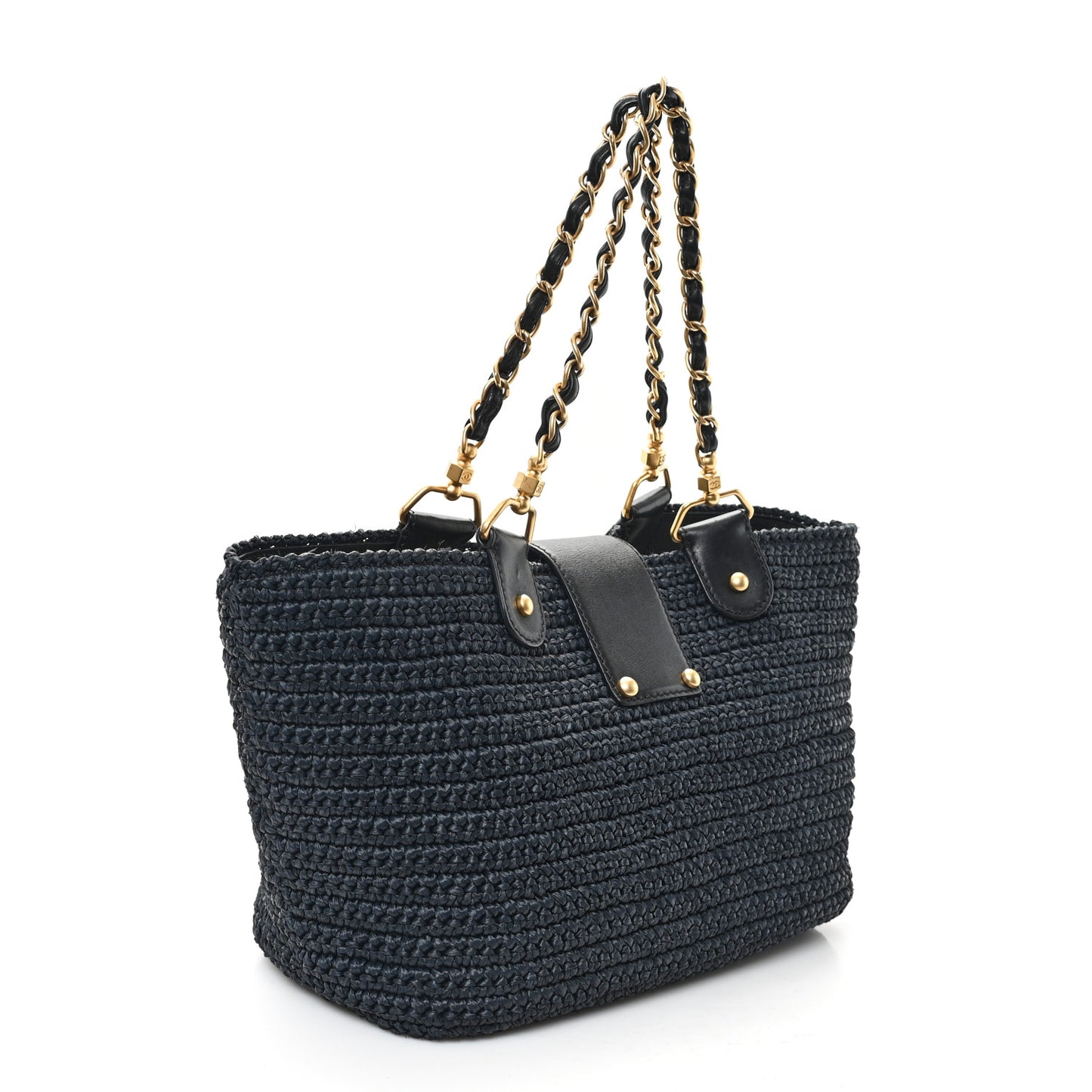 Straw Raffia Tote Black
