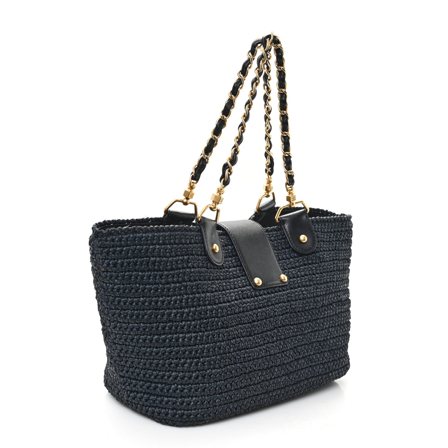 Chanel Straw Raffia Tote Black 3 of 11