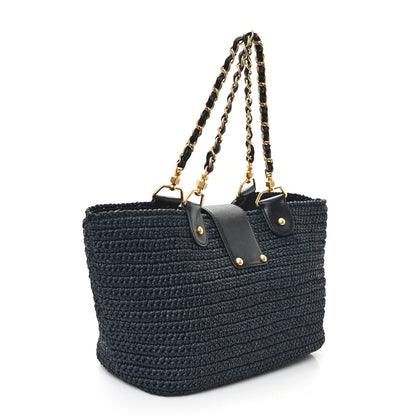Chanel Straw Raffia Tote Black 3 of 11