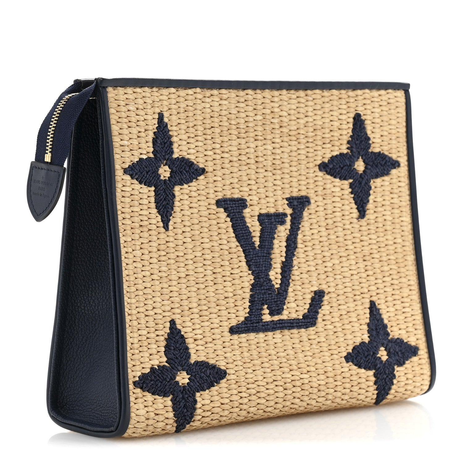 Louis Vuitton Raffia Calfskin Monogram Giant Toiletry Pouch 26 Blue 3 of 9