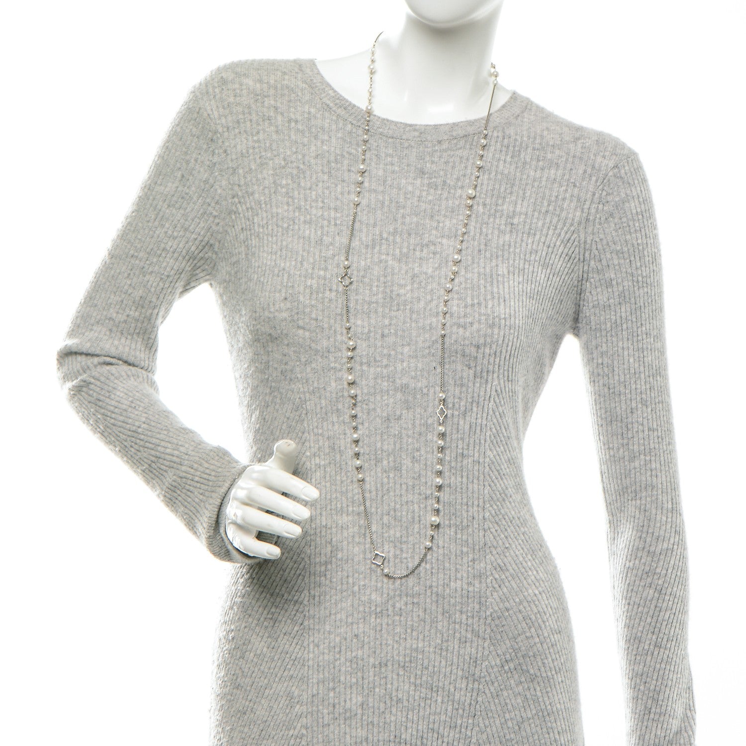 David Yurman Sterling Silver Pearl 7.5mm Quatrefoil Long Chain Necklace 2 of 6