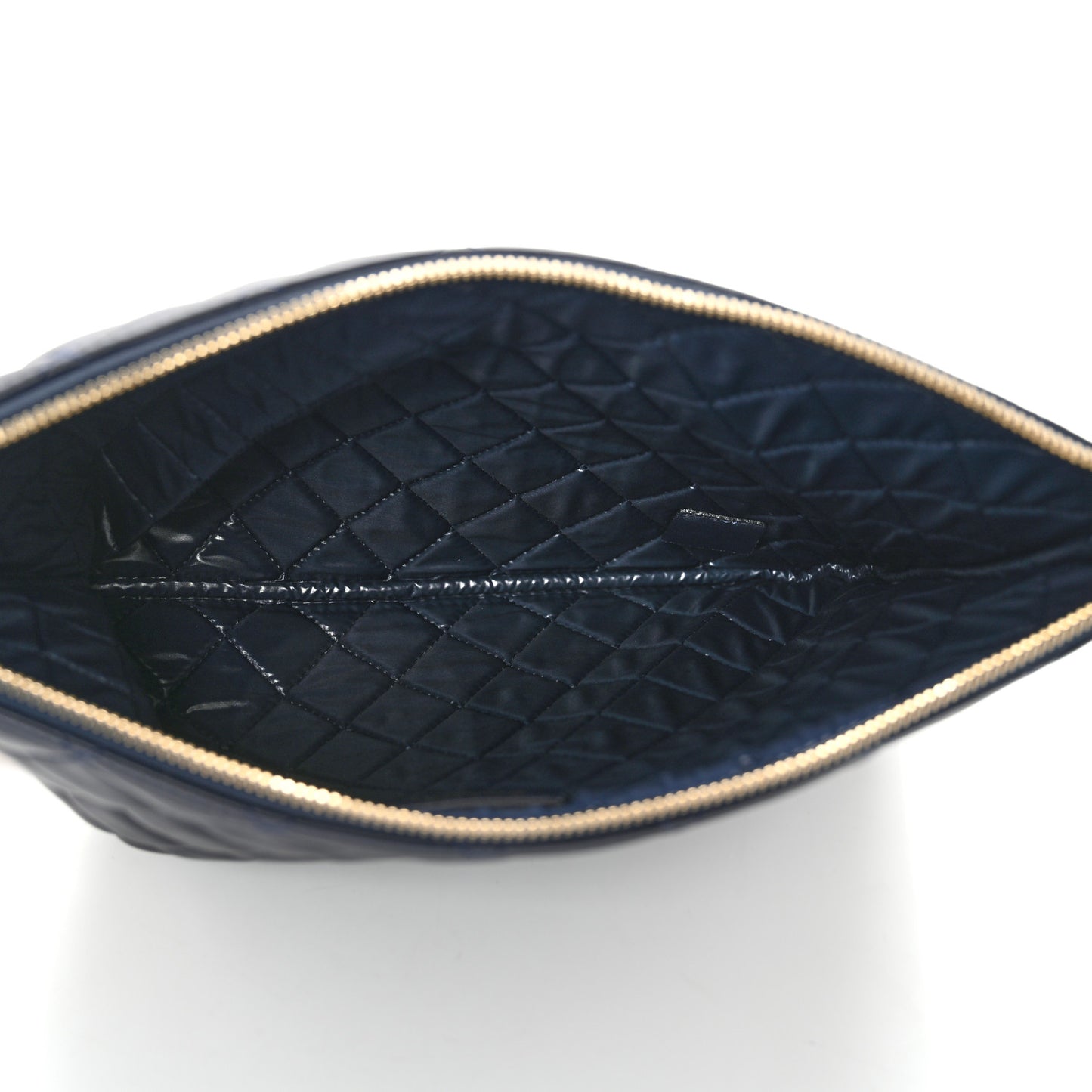 Lambskin Quilted Medium Cosmetic Case Navy Blue