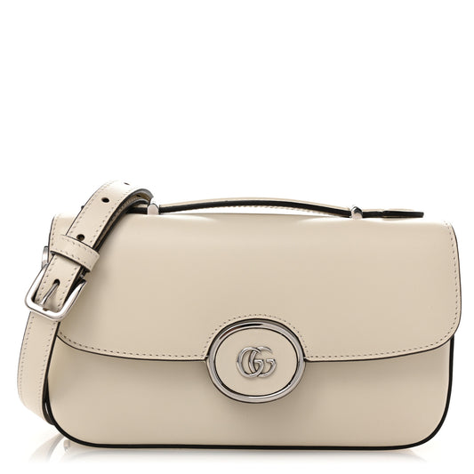 Senna Calfskin Petite GG Top Handle Shoulder Bag Mystic White