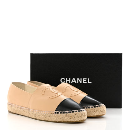 Chanel Lambskin CC Espadrilles 42 Beige Black 13 of 13
