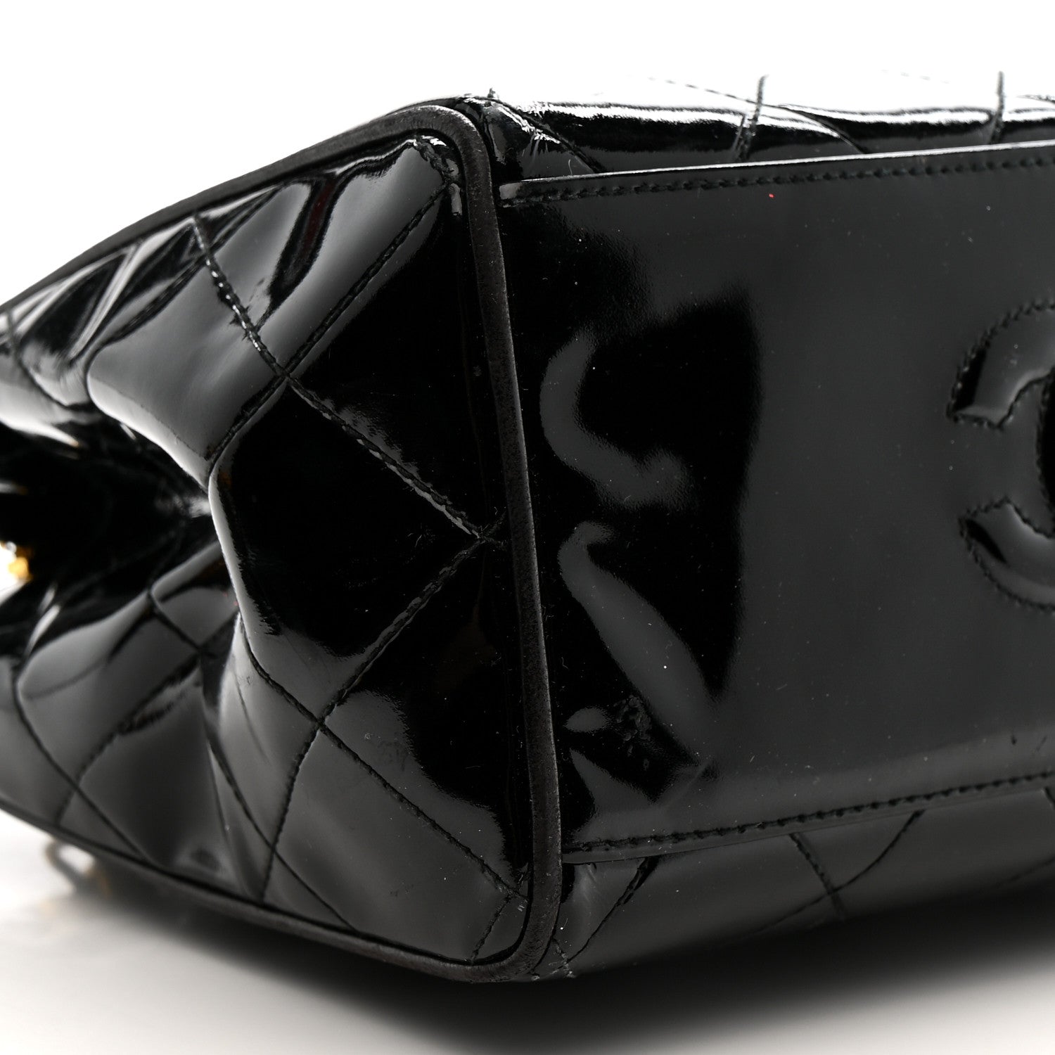 Chanel Patent Quilted CC Shoulder Bag Black 10 of 13