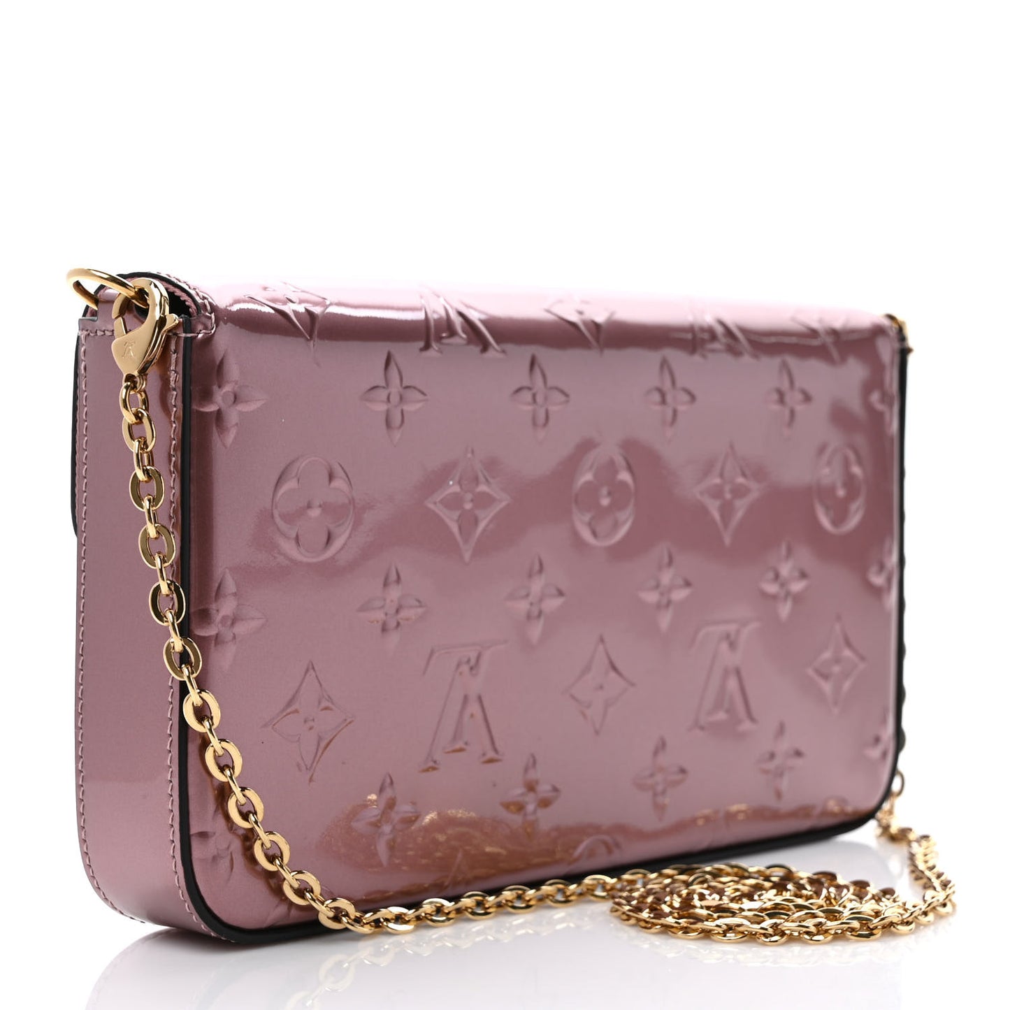 Vernis Pochette Felicie Chain Wallet Metallic Pale Pink