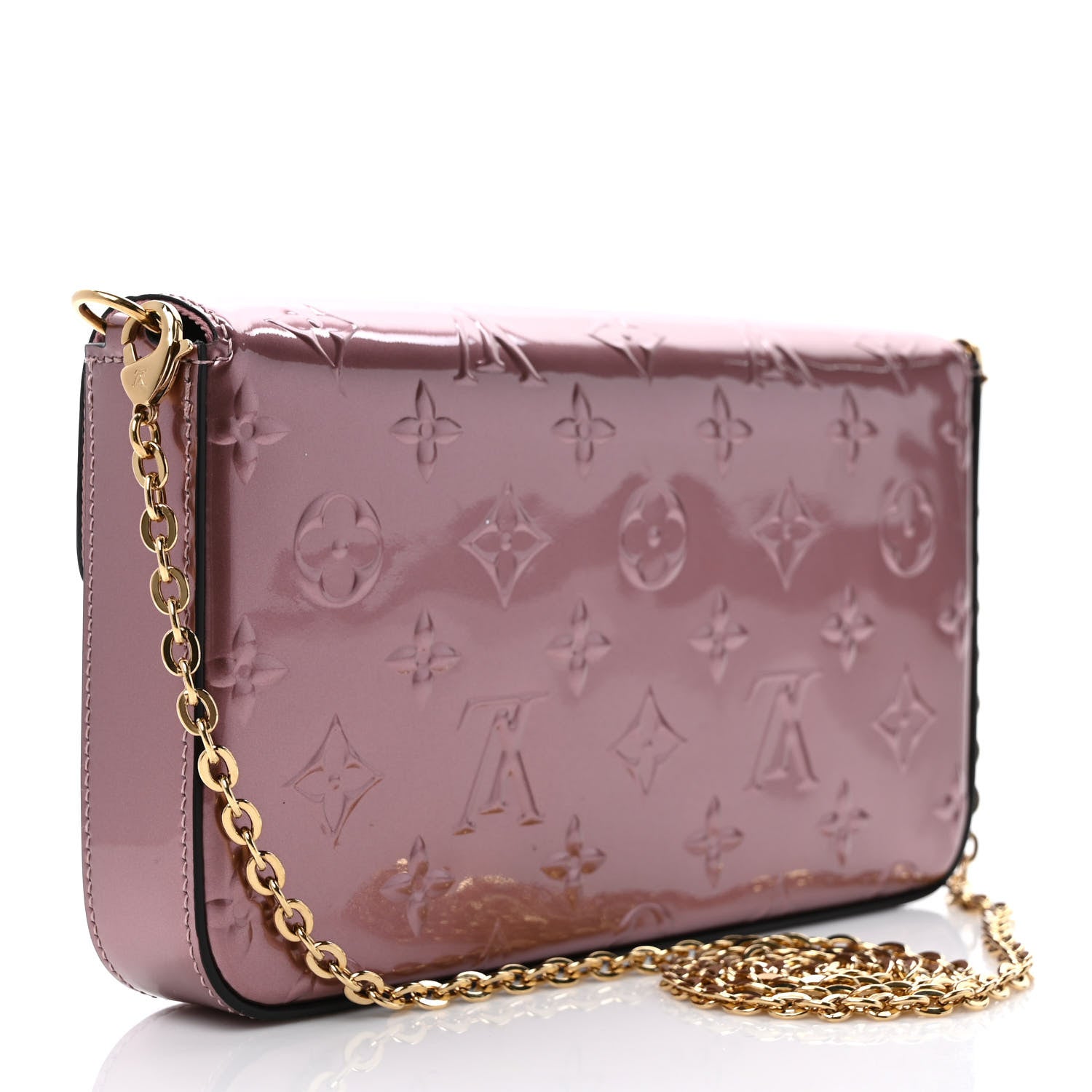 Louis Vuitton Vernis Pochette Felicie Chain Wallet Metallic Pale Pink 4 of 9