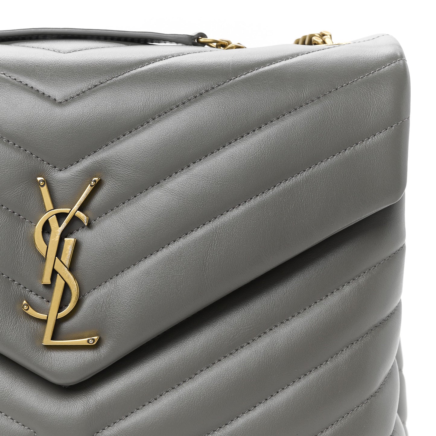 Calfskin Y Quilted Monogram Medium Loulou Chain Satchel Pebble