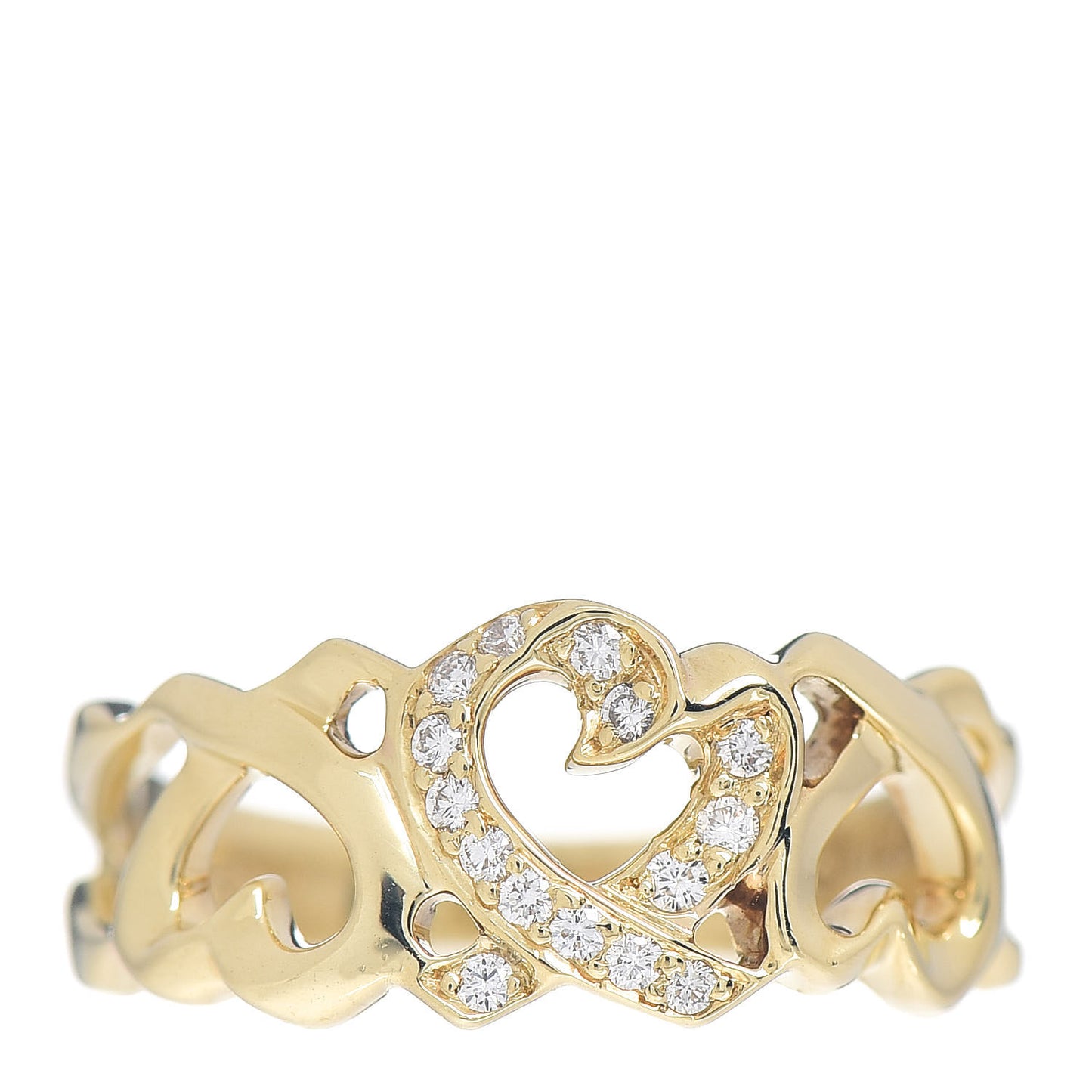 18K Yellow Gold Diamond Paloma Picasso Loving Heart Band Ring 50 5.5