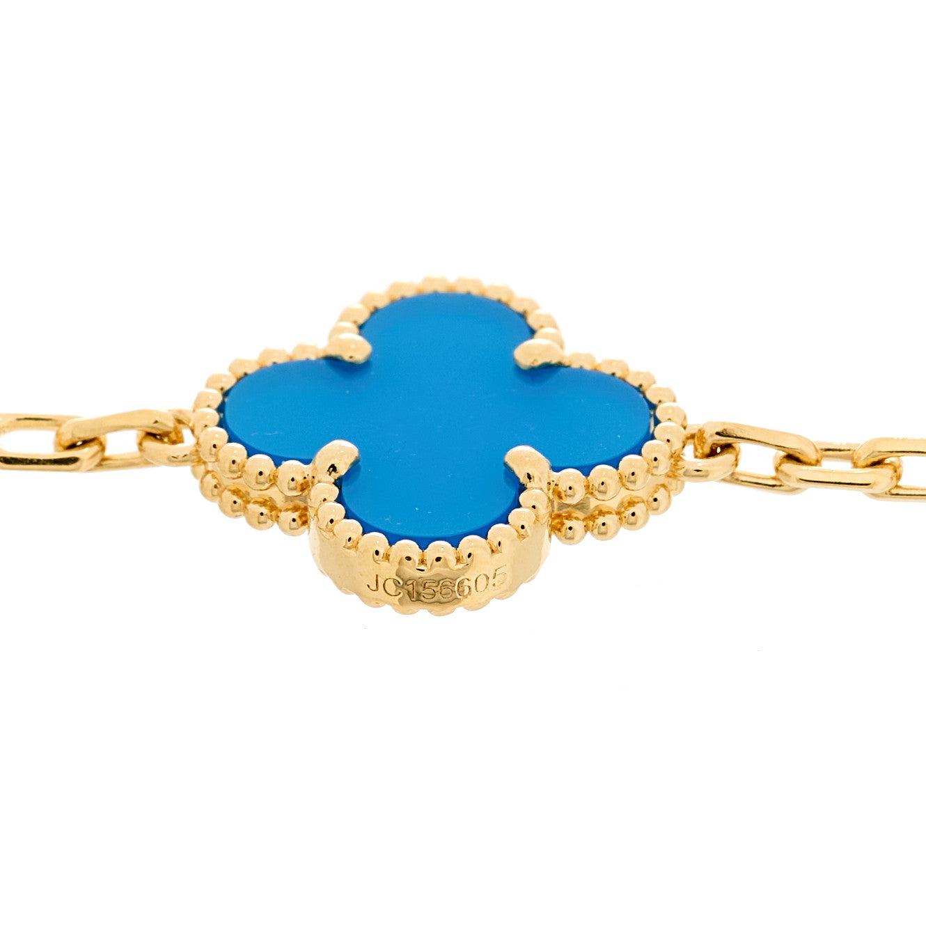 Van Cleef & Arpels 18K Yellow Gold Blue Agate 5 Motifs Vintage Alhambra Bracelet 4 of 5