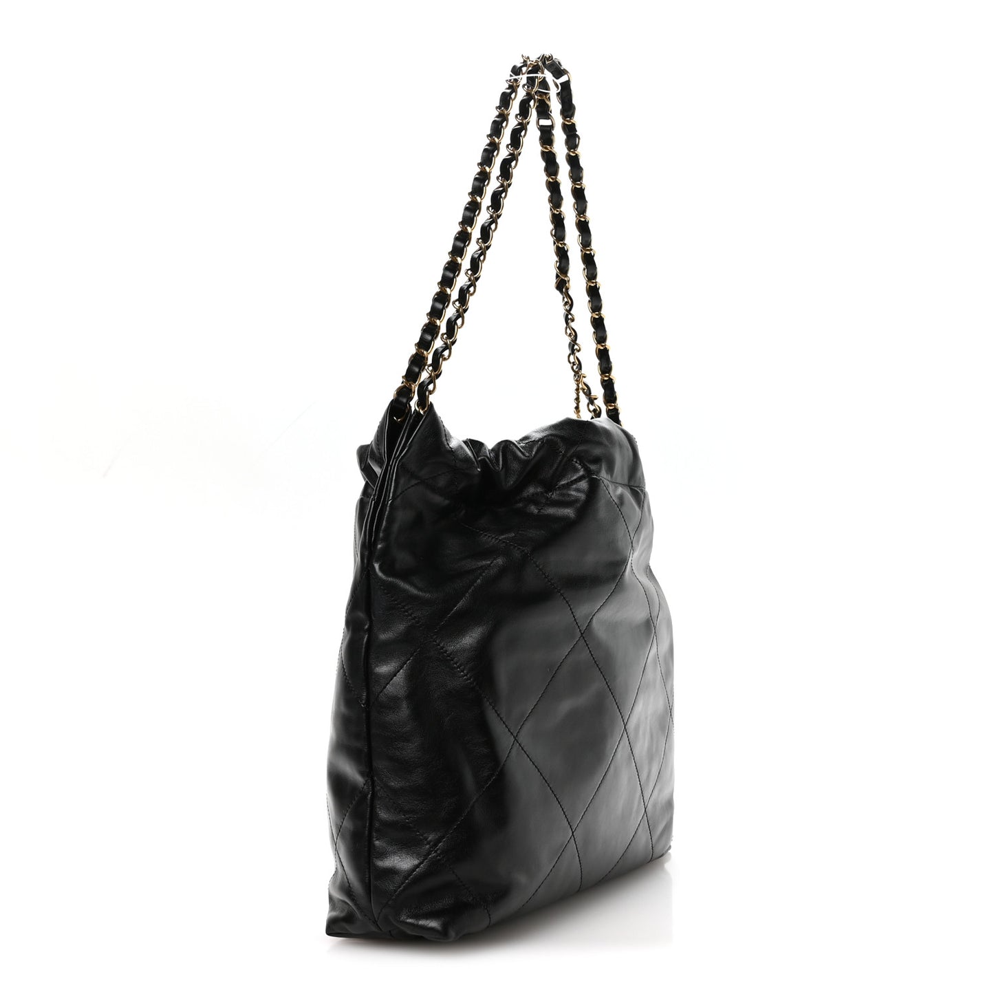 Shiny Calfskin Quilted Small Chanel 22 Black