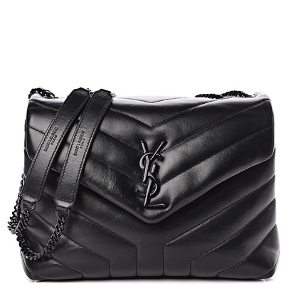 Saint Laurent Calfskin Y Quilted Monogram Small Loulou Chain Satchel Black 1 of 10