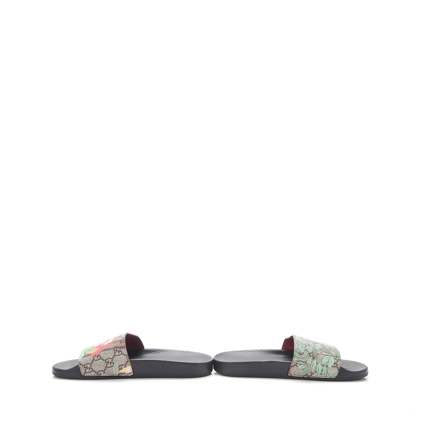 GG Supreme Monogram Tian Print Slide Sandals 35 36 Black Ebony Multicolor