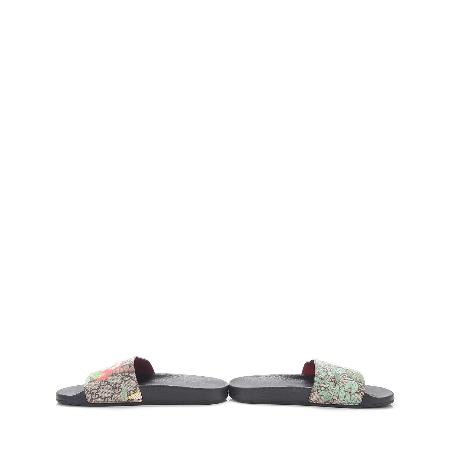 Gucci GG Supreme Monogram Tian Print Slide Sandals 35 36 Black Ebony Multicolor 7 of 19