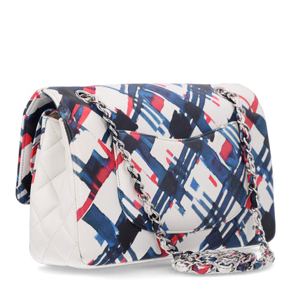 Chanel Lambskin Airline Printed Medium Double Flap White Red Blue 2 of 9