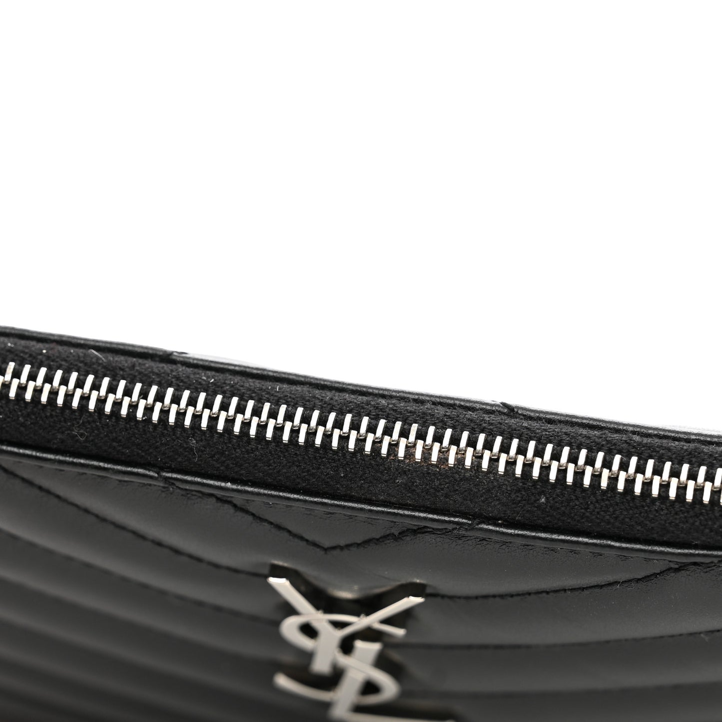 Calfskin Matelasse Chevron Monogram Pouch Black