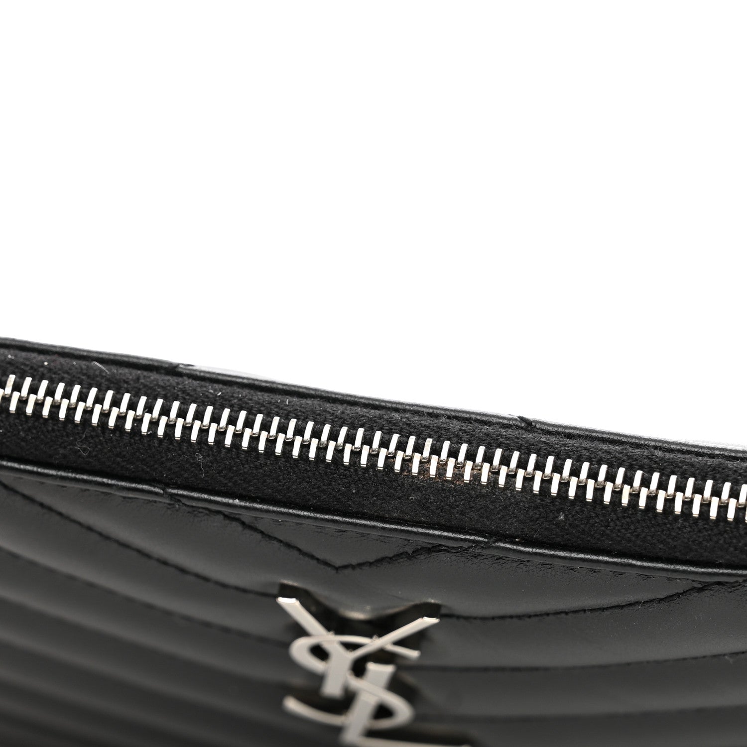 Saint Laurent Calfskin Matelasse Chevron Monogram Pouch Black 7 of 8