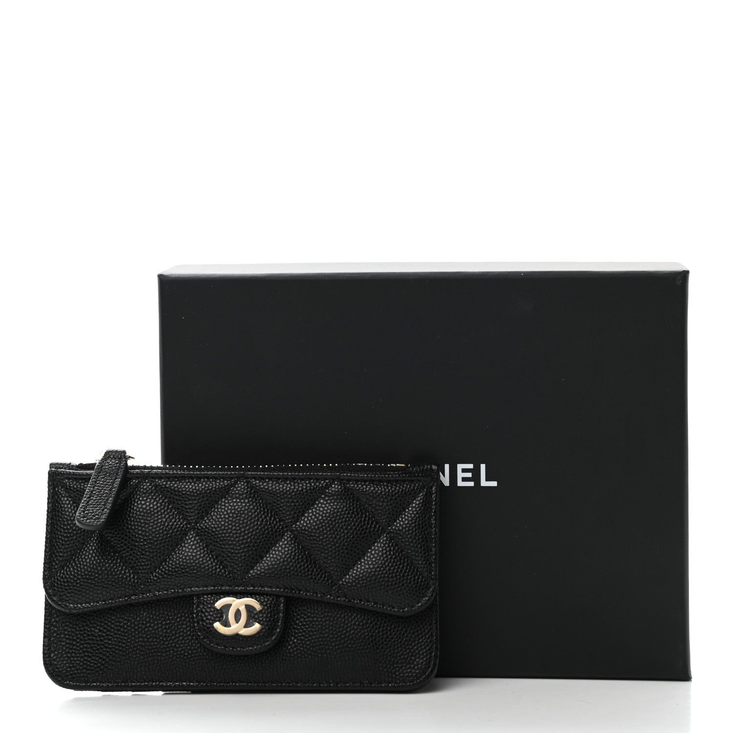 Chanel Caviar Quilted Flap Zip Card Holder Black 9 of 9