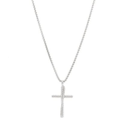 David Yurman Sterling Silver Diamond 35mm Crossover Cross Necklace 1 of 5