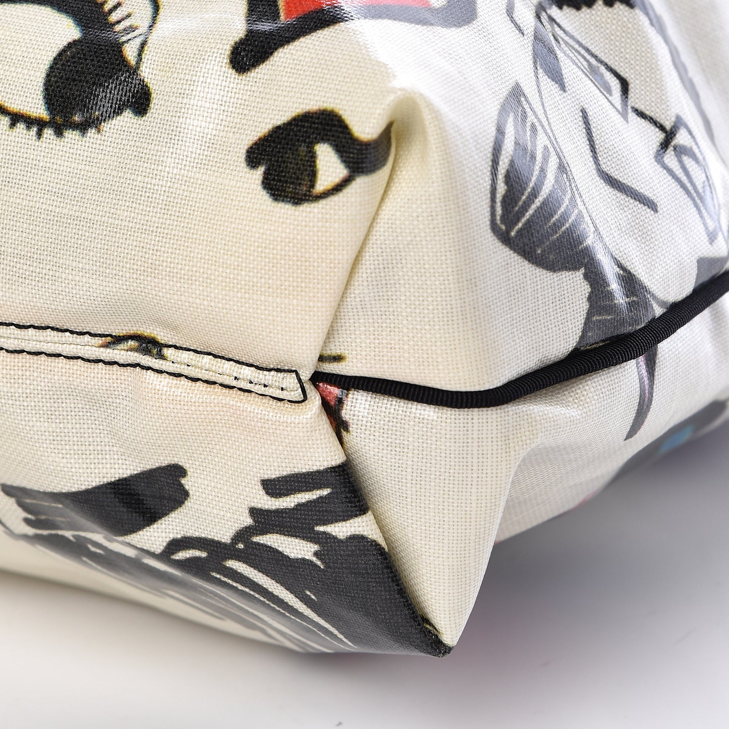 Canvas Face Printed Shopper Tote Black White