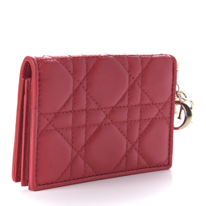 Christian Dior Lambskin Cannage Small Lady Dior Flap Card Holder Red 3 of 6